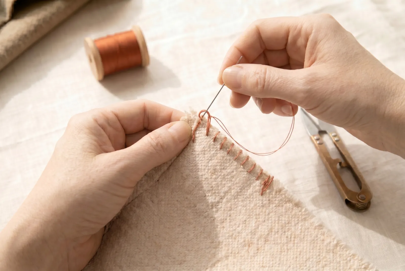 Photo: Work each following stitch the same way, moving to the right with the spacing matched to the depth — 6 mm (1/4 in) apart — so the purled twists sit in a straig…