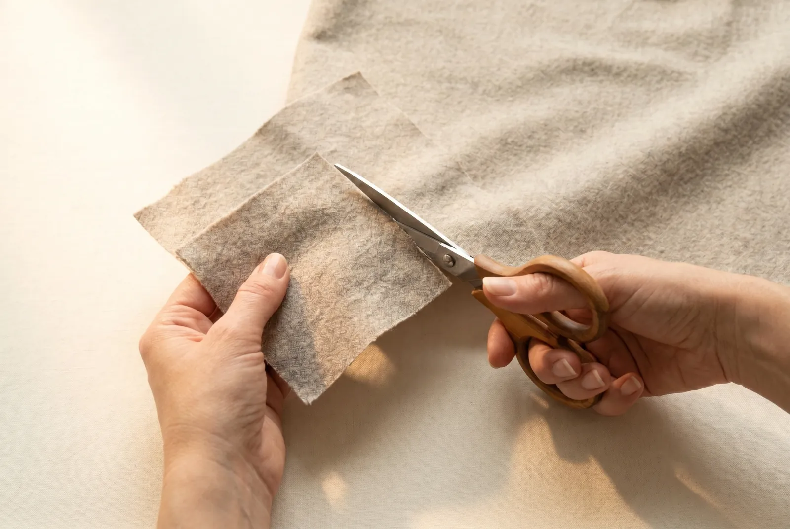 Photo: Cut a flannel patch from cloth like the garment, washing it first if the garment has already been washed so it will not shrink later.