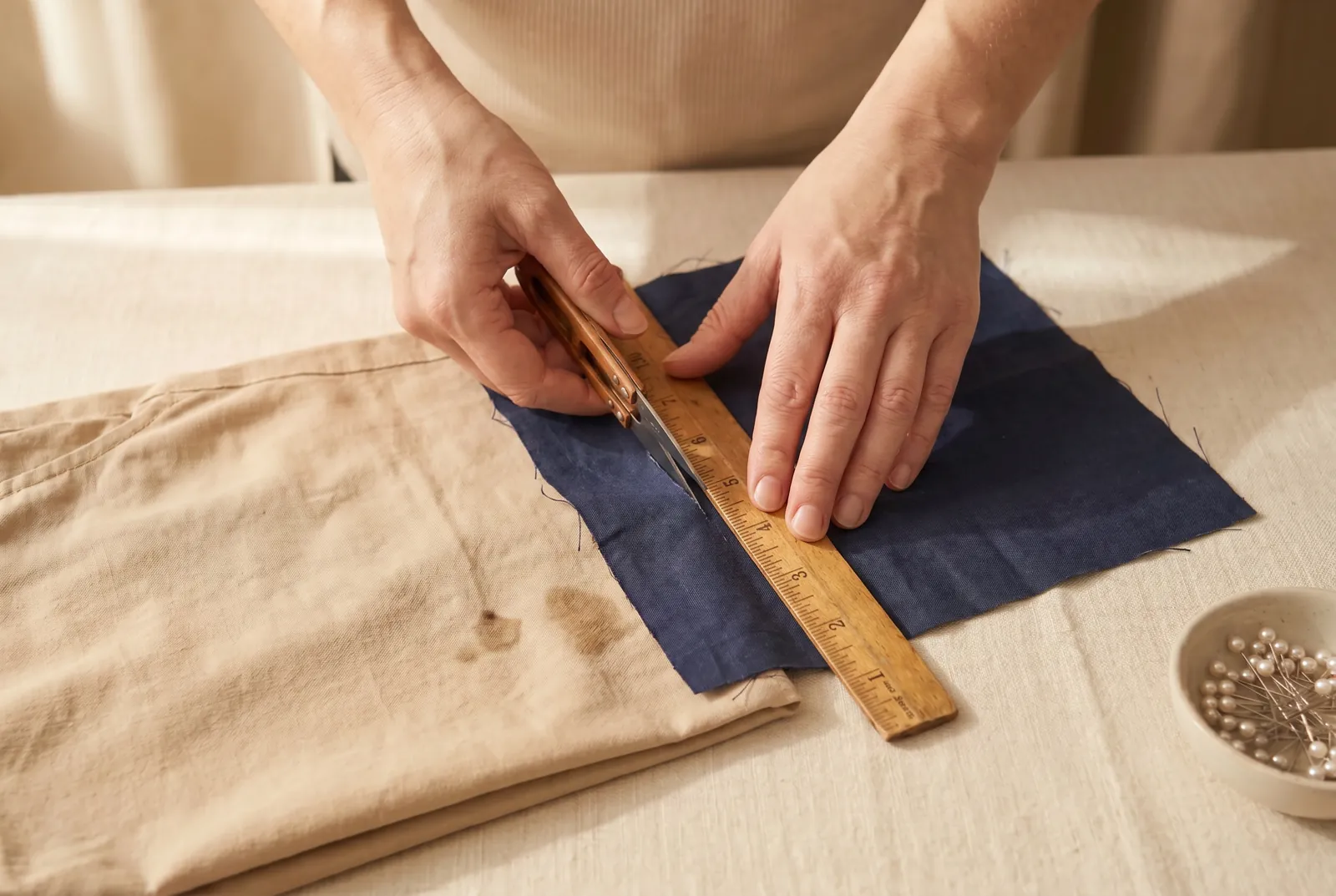 Photo: Cut the patch so it reaches 3 cm (1 1/4 in) beyond the stain on every side.