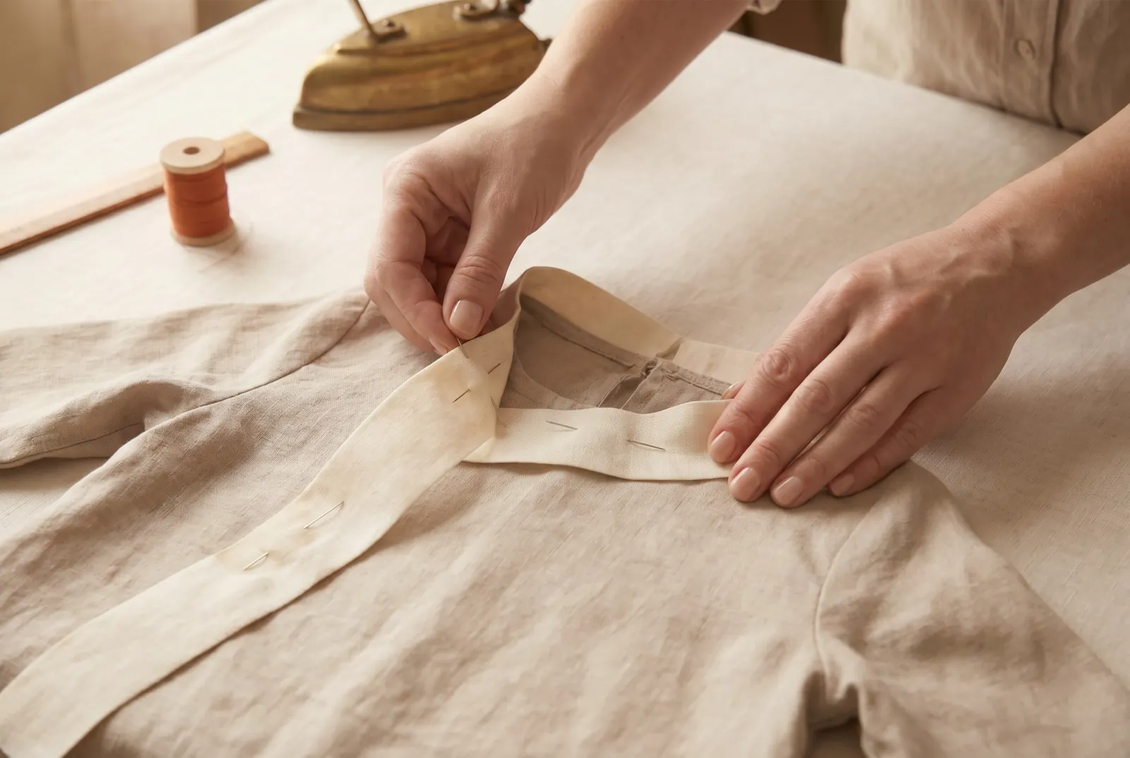 Photo: For fresh cloth at the neck, add new goods for a yoke, collar, or band openly as trimming rather than hiding it.