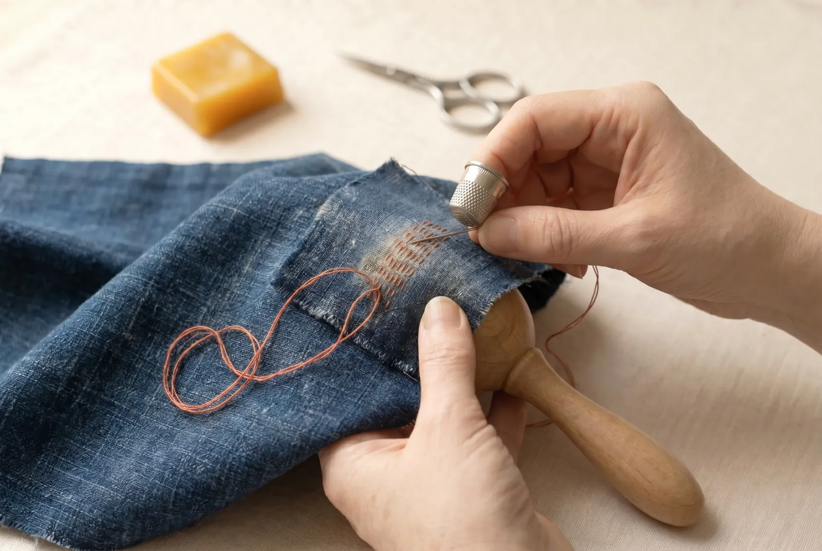 Photo: Do not draw the stitches tight.