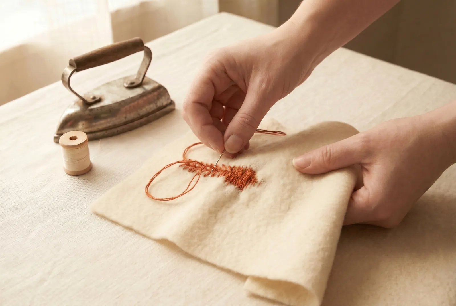 Photo: Work the whole figure loosely so the cloth does not pucker, and when you turn at the end of a row leave a small loop instead of pulling the thread tight across…