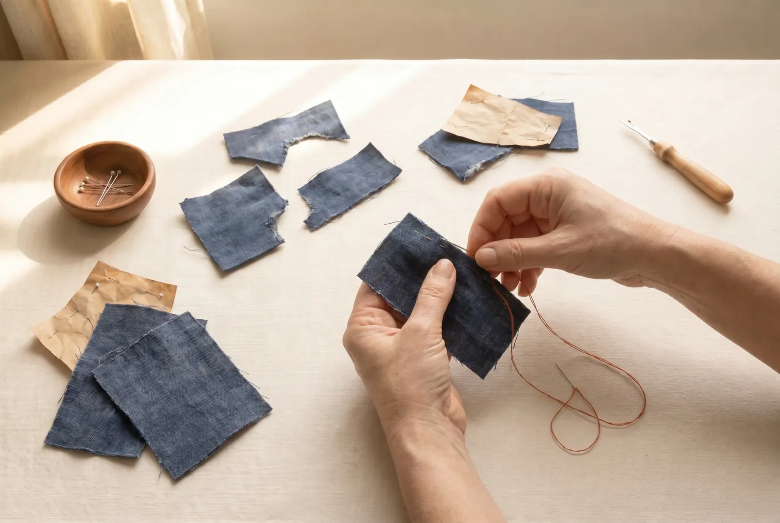 Photo: Save small and partly worn pieces for hidden work.