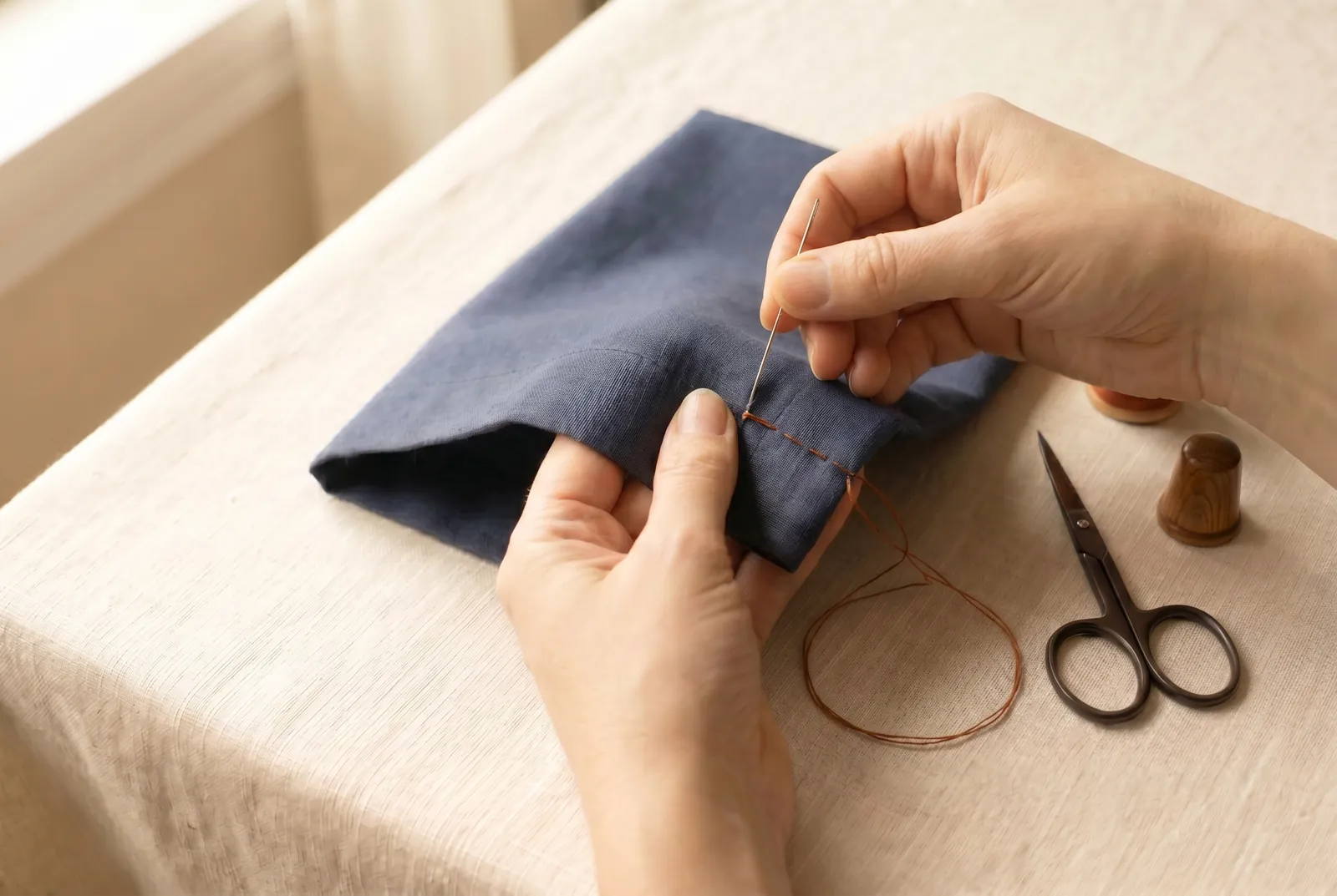 Photo: When you want a hem with no stitching showing on either side, use the slip stitch, also called blind hemming — the two stitches are alternative finishes, so pi…
