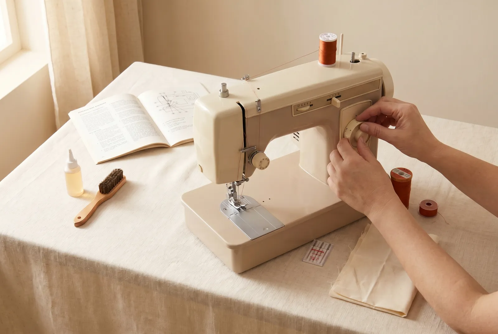 Photo: Set the stitch length on the stitch regulator.