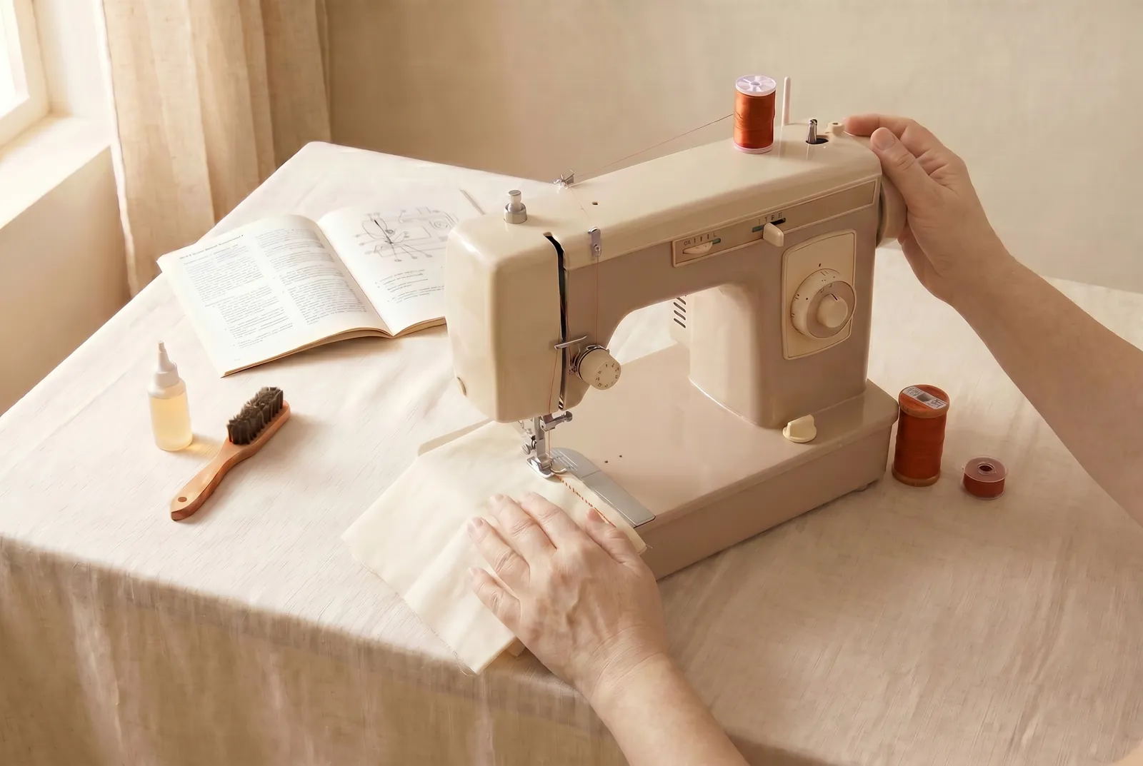 Photo: Run the machine at a steady, even pace and let it move the cloth for you.
