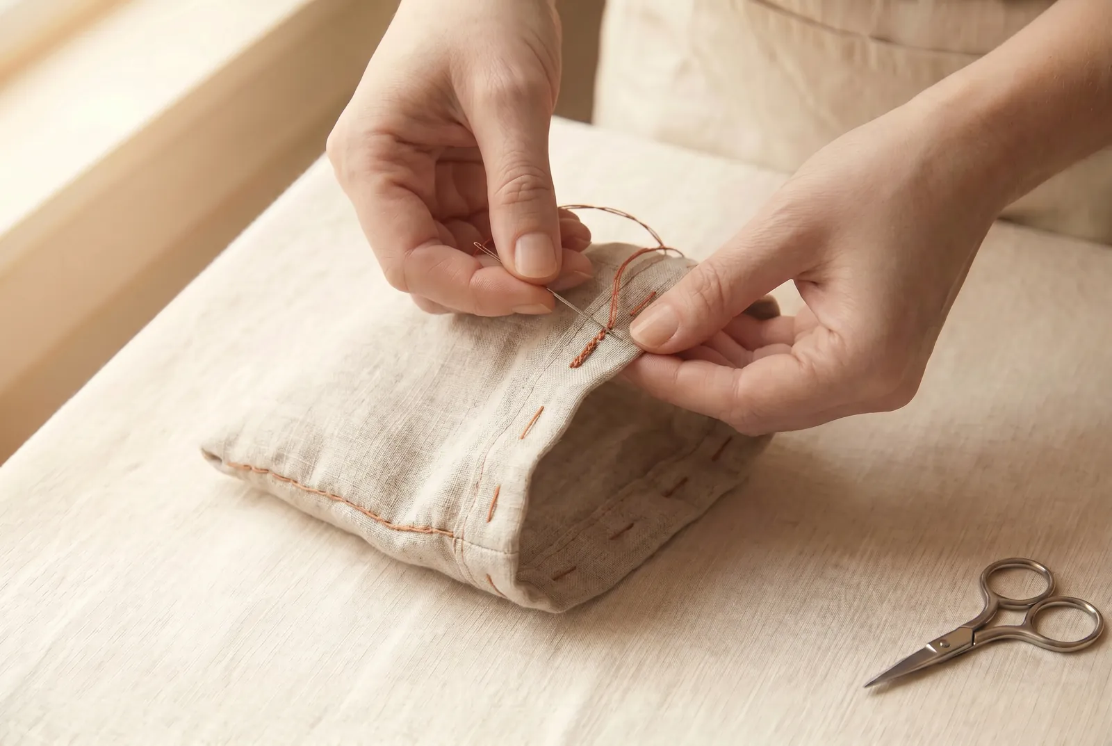 Photo: Reinforce each opening where the drawstring will rub.