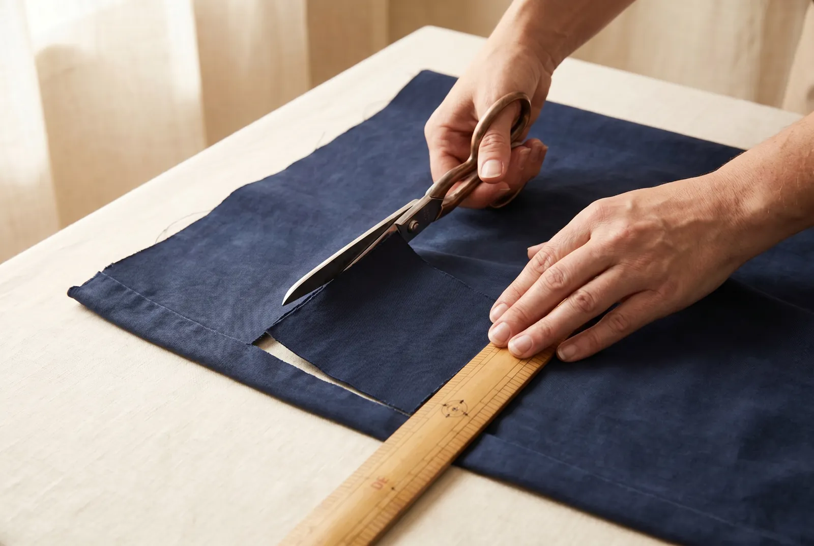 Photo: Cut the patch from the same cloth as the trousers, washed first if the trousers have been washed so it will not shrink or show dark.