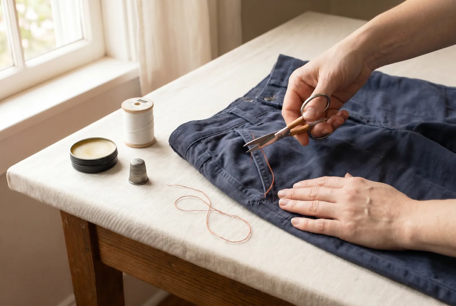 Photo: Draw out the basting and turn the garment right side out.
