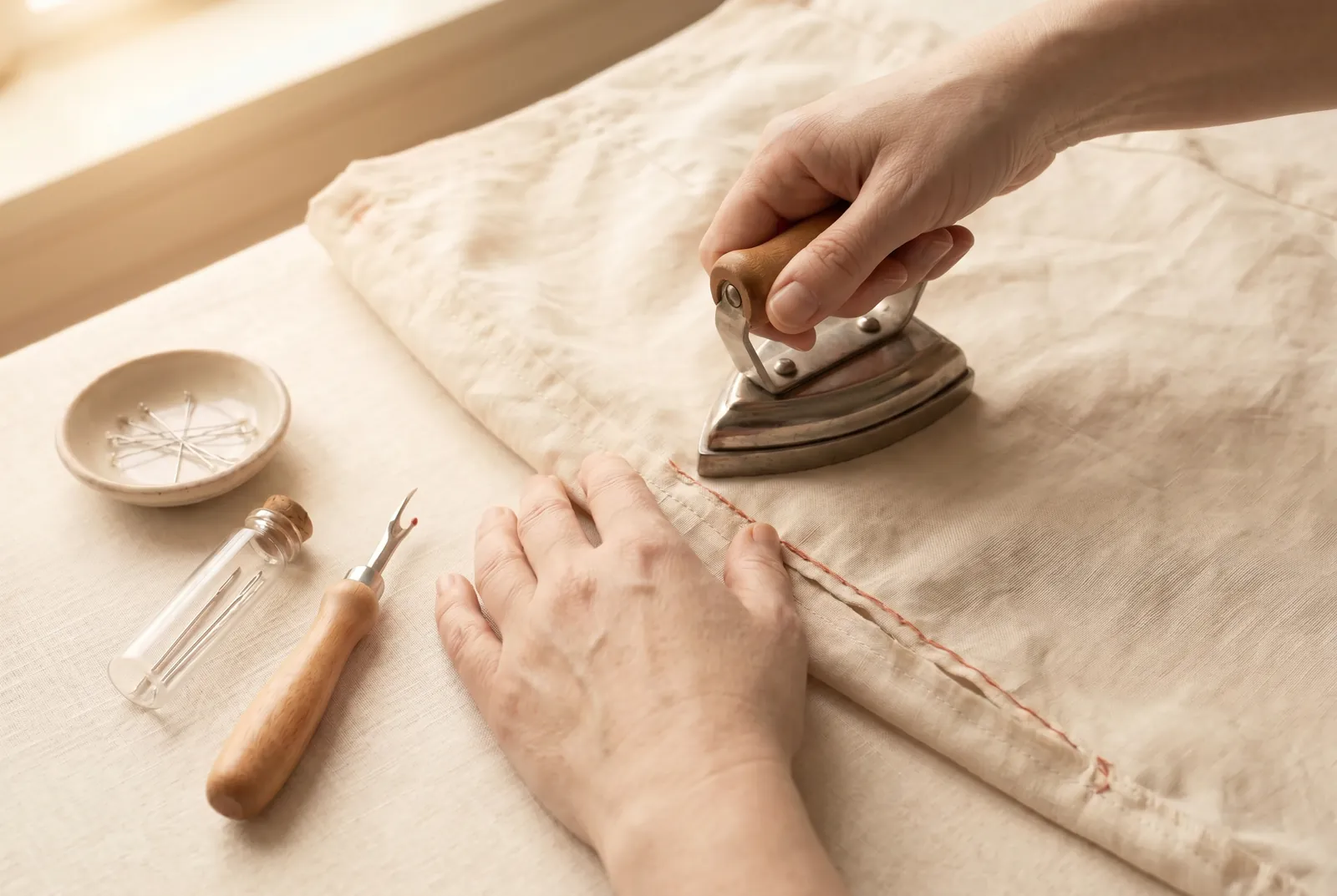 Photo: Press the closed seam.
