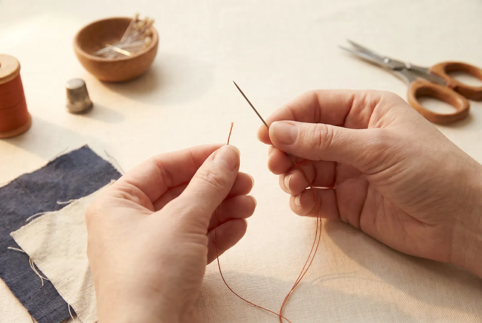 Photo: Choose a sharps hand needle between No.