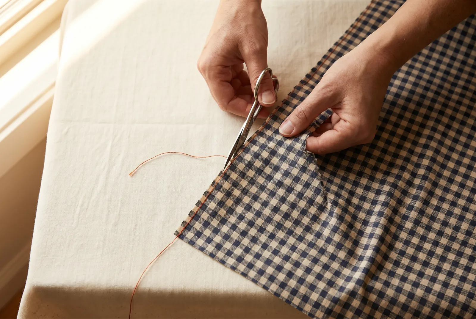 Photo: Cut the apron body from firm cotton such as gingham or percale, using one full width of the fabric.