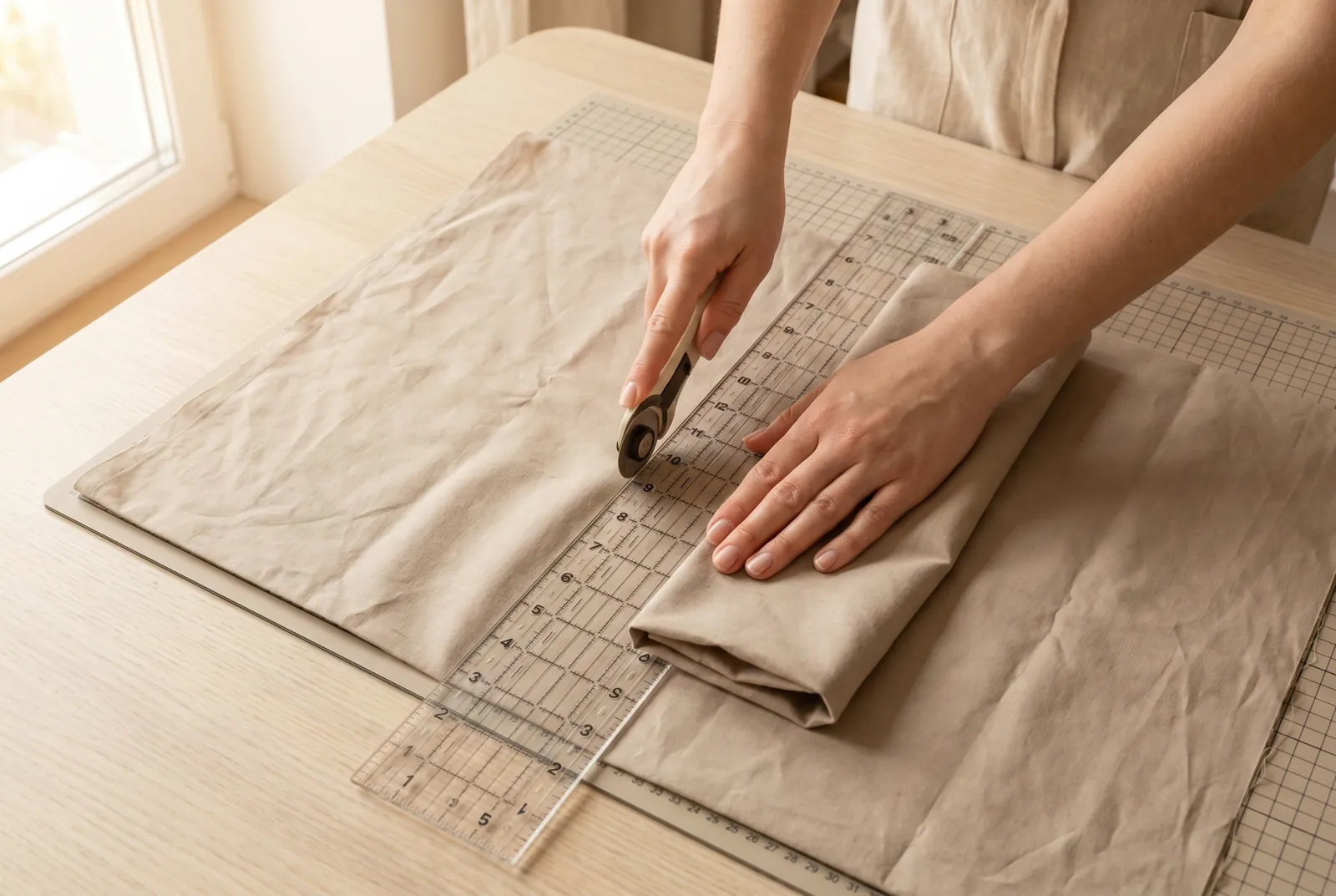 Photo: Cut one rectangle of fabric 30 x 70 cm (12 x 28 in).