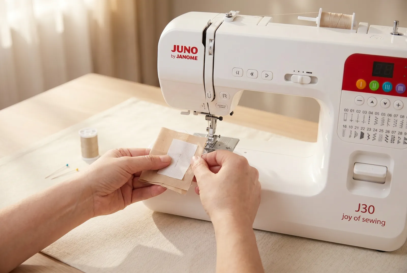 Photo: Sew a test buttonhole first: layer two scraps of the actual fabric with a scrap of fusible interfacing fused to the top layer, then work steps 2-9 below on the…