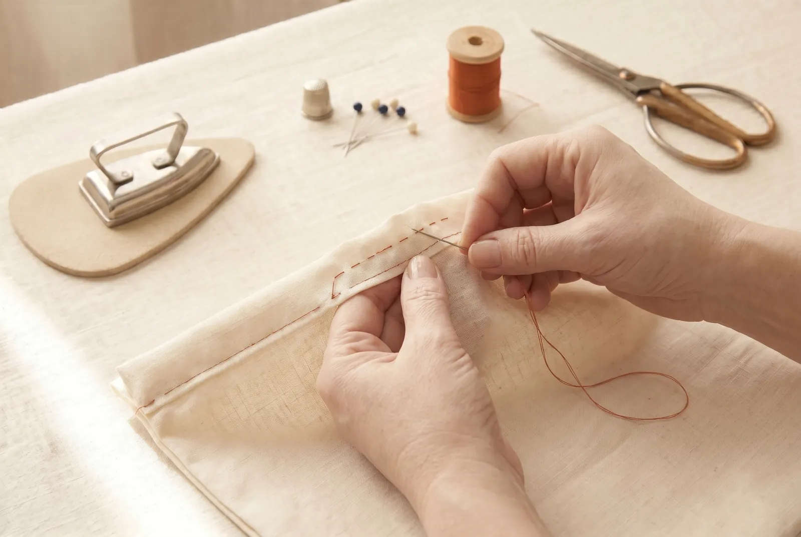 Photo: Stitch a second row all the way around the bag, 1.3 cm (1/2 in) above the first stitching line.