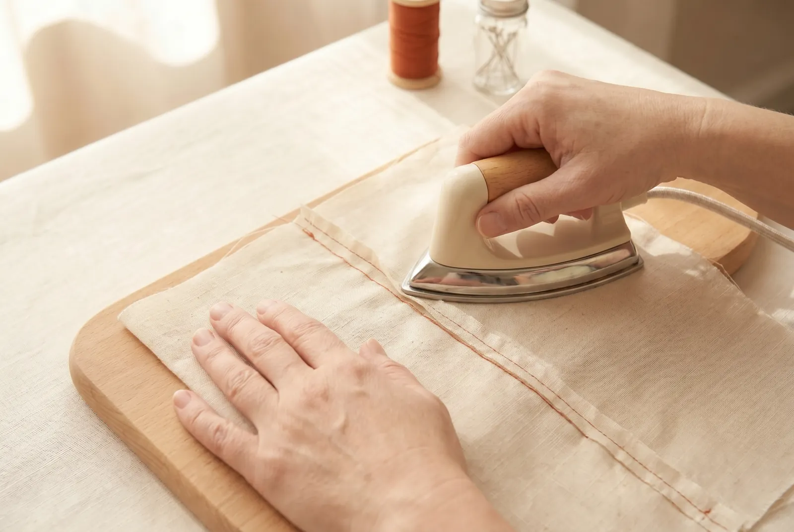 Photo: Press the seam before any other seam crosses it, since a seam once crossed can never be pressed flat afterward.