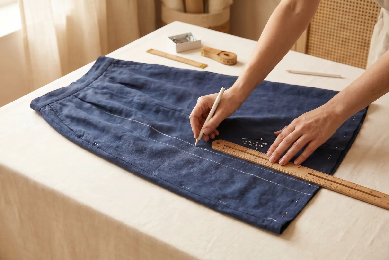 Photo: Lay the skirt flat and smooth out the wrinkles.