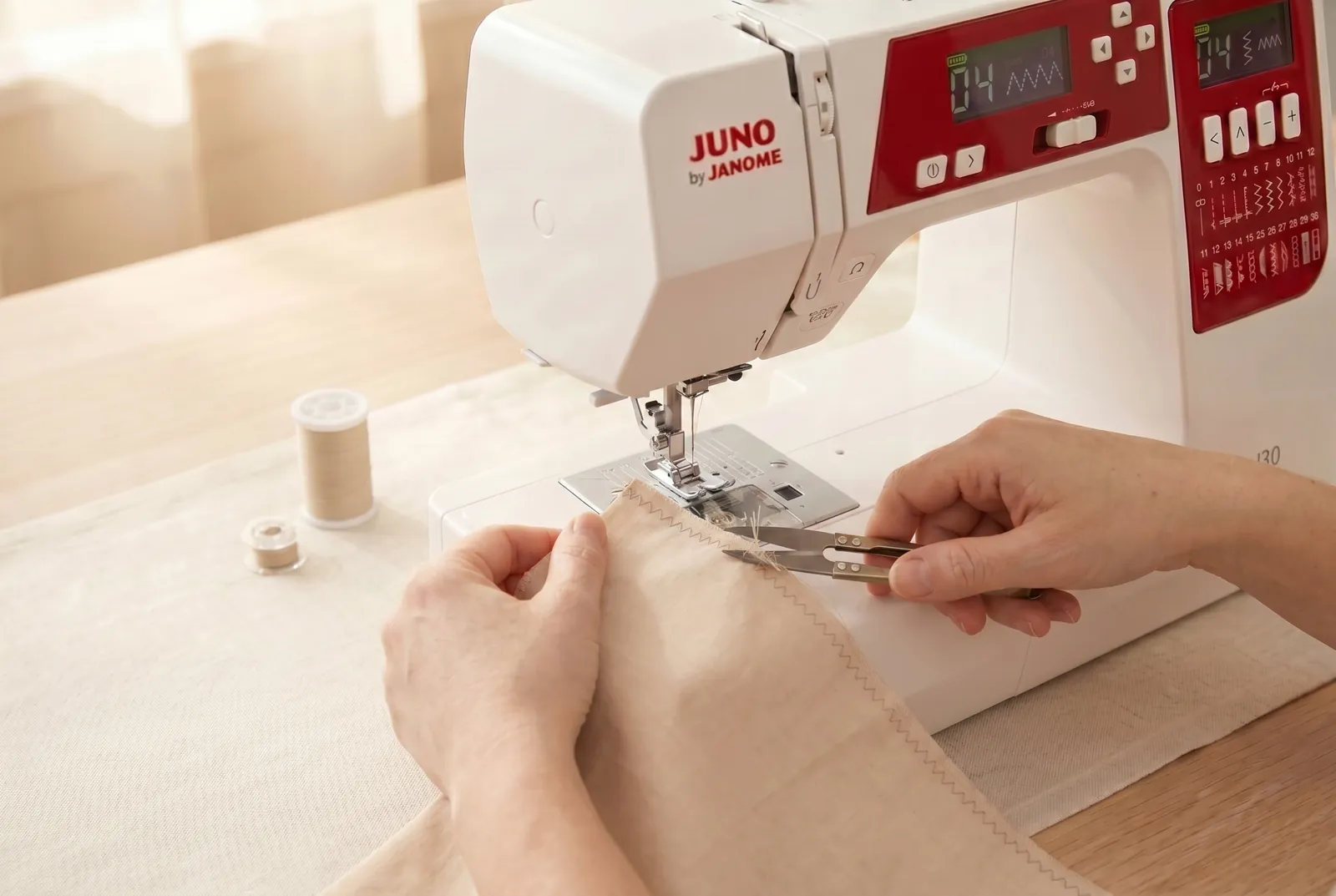 Photo: Trim away any whiskers of fabric that stick out past the stitching.
